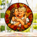 Personalized Autumn Leaves Photo Stained Glass Suncatcher