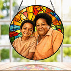 Personalized Sunburst Photo Stained Glass Suncatcher