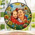 Personalized Sunlit Meadow Photo Stained Glass Suncatcher