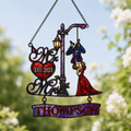 Personalized Family Name Mr & Mrs Couple Lamppost Holographic Acrylic Suncatcher