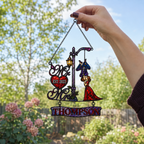 Personalized Family Name Mr & Mrs Couple Lamppost Holographic Acrylic Suncatcher