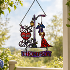 Personalized Family Name Mr & Mrs Couple Lamppost Holographic Acrylic Suncatcher