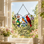 Personalized Grandma Birds & Heart Holographic Acrylic Suncatcher