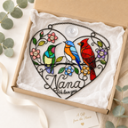 Personalized Grandma Birds & Heart Holographic Acrylic Suncatcher