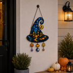 Witch Hat Haunted House & Pumpkin Holographic Acrylic Suncatcher