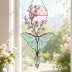 Luna Moth & Cherry Blossom Moon Holographic Acrylic Suncatcher