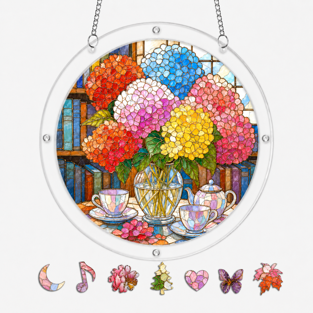 Rainbow Hydrangea Acrylic Puzzle Suncatcher