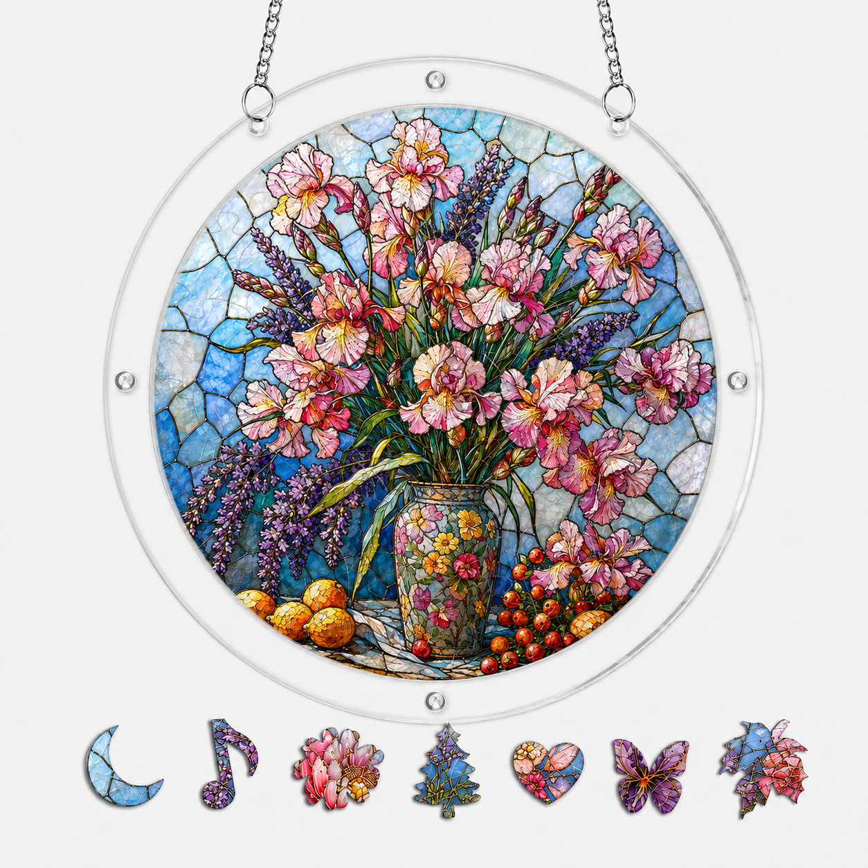 Gladiolus &amp; Lavender Acrylic Puzzle Suncatcher