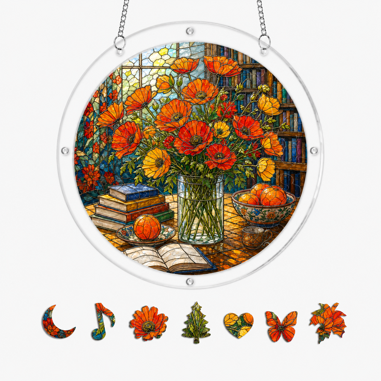 Golden Poppy Acrylic Puzzle Suncatcher