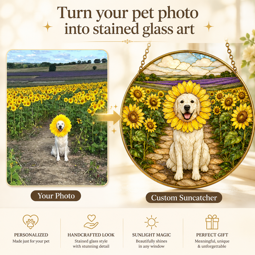 Personalized Sunflower Dog Suncatcher