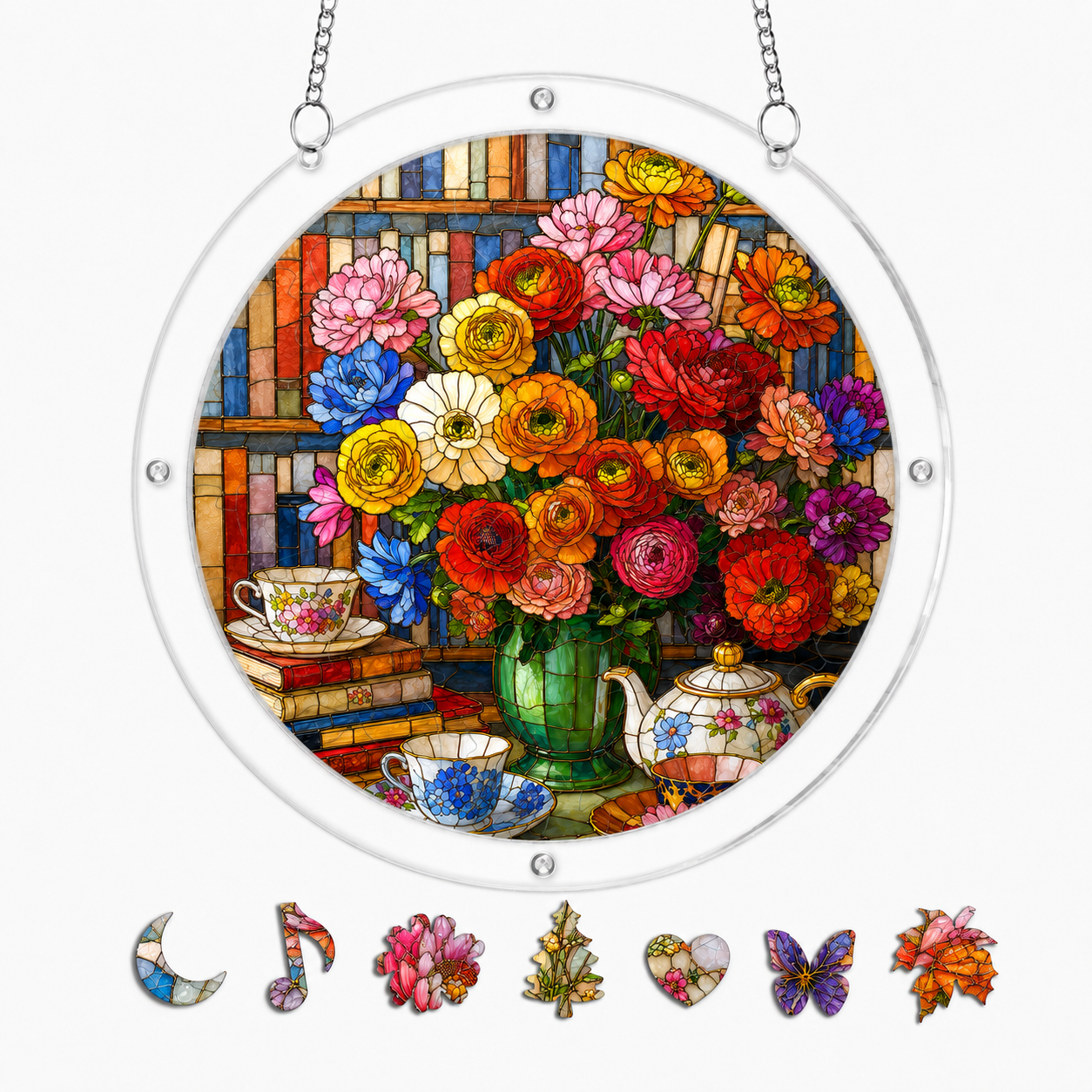 Ranunculus Floral Teatime Acrylic Puzzle Suncatcher