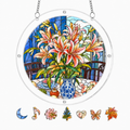Pink Stargazer Lily Acrylic Puzzle Suncatcher