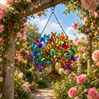 Rainbow Butterfly Tree of Life Holographic Acrylic Suncatcher