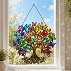 Rainbow Butterfly Tree of Life Holographic Acrylic Suncatcher