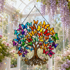 Rainbow Butterfly Tree of Life Holographic Acrylic Suncatcher