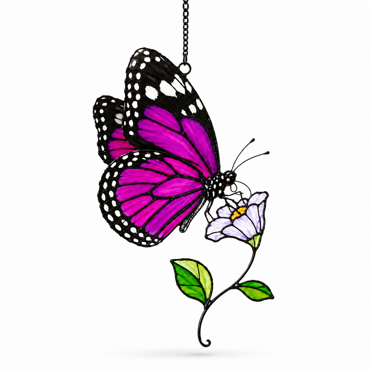 Purple Butterfly & Lilac Blossom Holographic Acrylic Suncatcher
