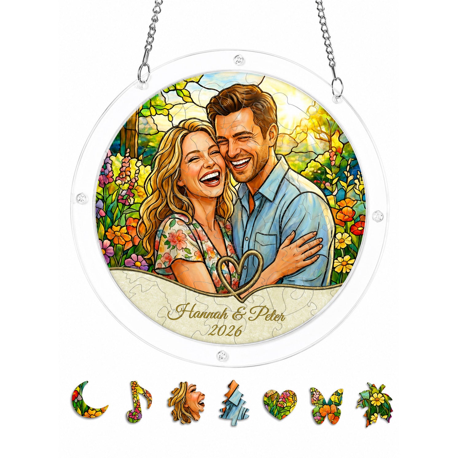 Personalized Couple Photo Acrylic Puzzle Suncatcher