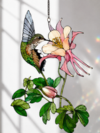 Hummingbird & Columbine Holographic Acrylic Suncatcher