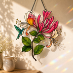 Hummingbird & Honeysuckle Holographic Acrylic Suncatcher