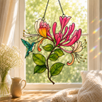 Hummingbird & Honeysuckle Holographic Acrylic Suncatcher