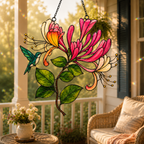 Hummingbird & Honeysuckle Holographic Acrylic Suncatcher