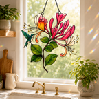 Hummingbird & Honeysuckle Holographic Acrylic Suncatcher