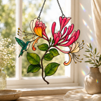 Hummingbird & Honeysuckle Holographic Acrylic Suncatcher