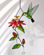 Hummingbird & Passion Flower Holographic Acrylic Suncatcher