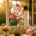 Pink Peony Holographic Acrylic Suncatcher