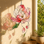Pink Peony Holographic Acrylic Suncatcher