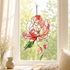 Pink Peony Holographic Acrylic Suncatcher