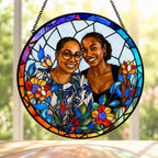 Personalized Rainbow Bloom Photo Stained Glass Suncatcher