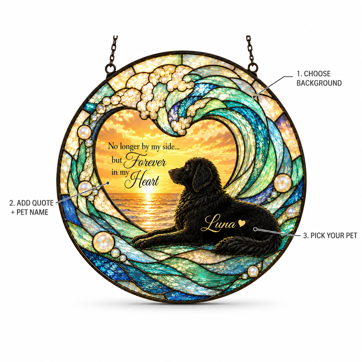 Personalized Pet Memorial Suncatcher – Forever in My Heart Photo