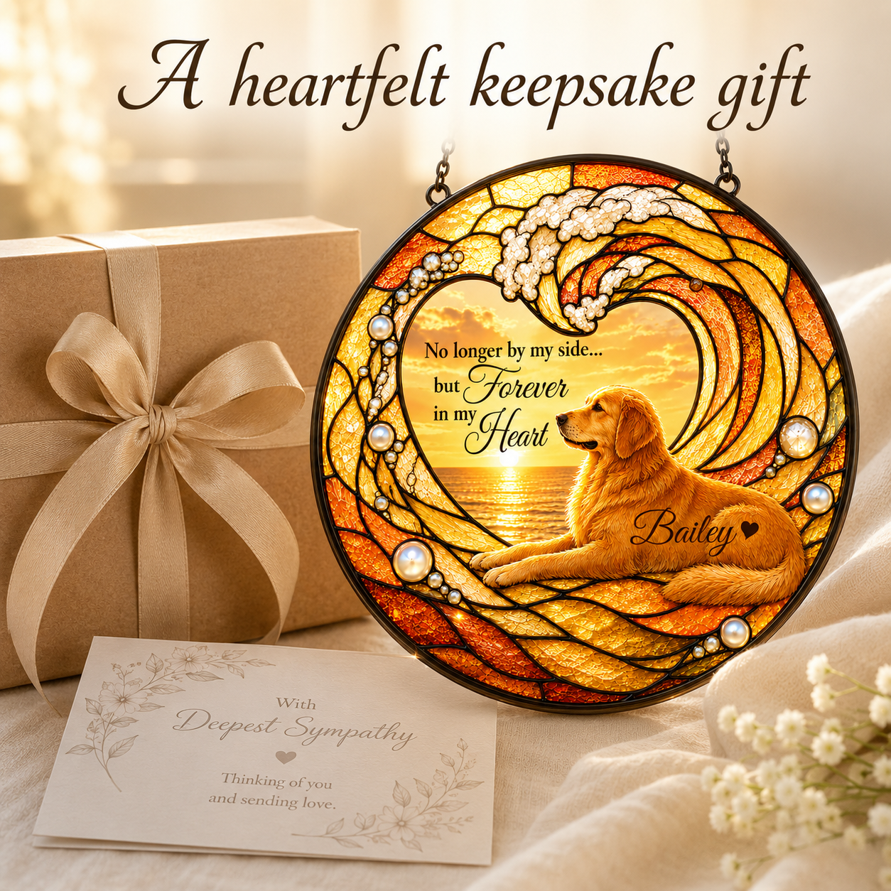 Personalized Pet Memorial Suncatcher – Forever in My Heart Photo