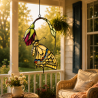 Swallowtail Butterfly & Pink Blossom Holographic Acrylic Suncatcher