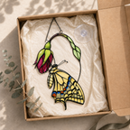 Swallowtail Butterfly & Pink Blossom Holographic Acrylic Suncatcher