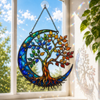 Tree of Life Crescent Moon Holographic Acrylic Suncatcher