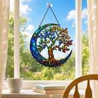 Tree of Life Crescent Moon Holographic Acrylic Suncatcher