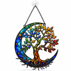 Tree of Life Crescent Moon Holographic Acrylic Suncatcher