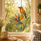 Oriole & Bird of Paradise Holographic Acrylic Suncatcher