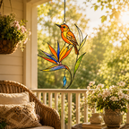 Oriole & Bird of Paradise Holographic Acrylic Suncatcher