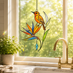 Oriole & Bird of Paradise Holographic Acrylic Suncatcher