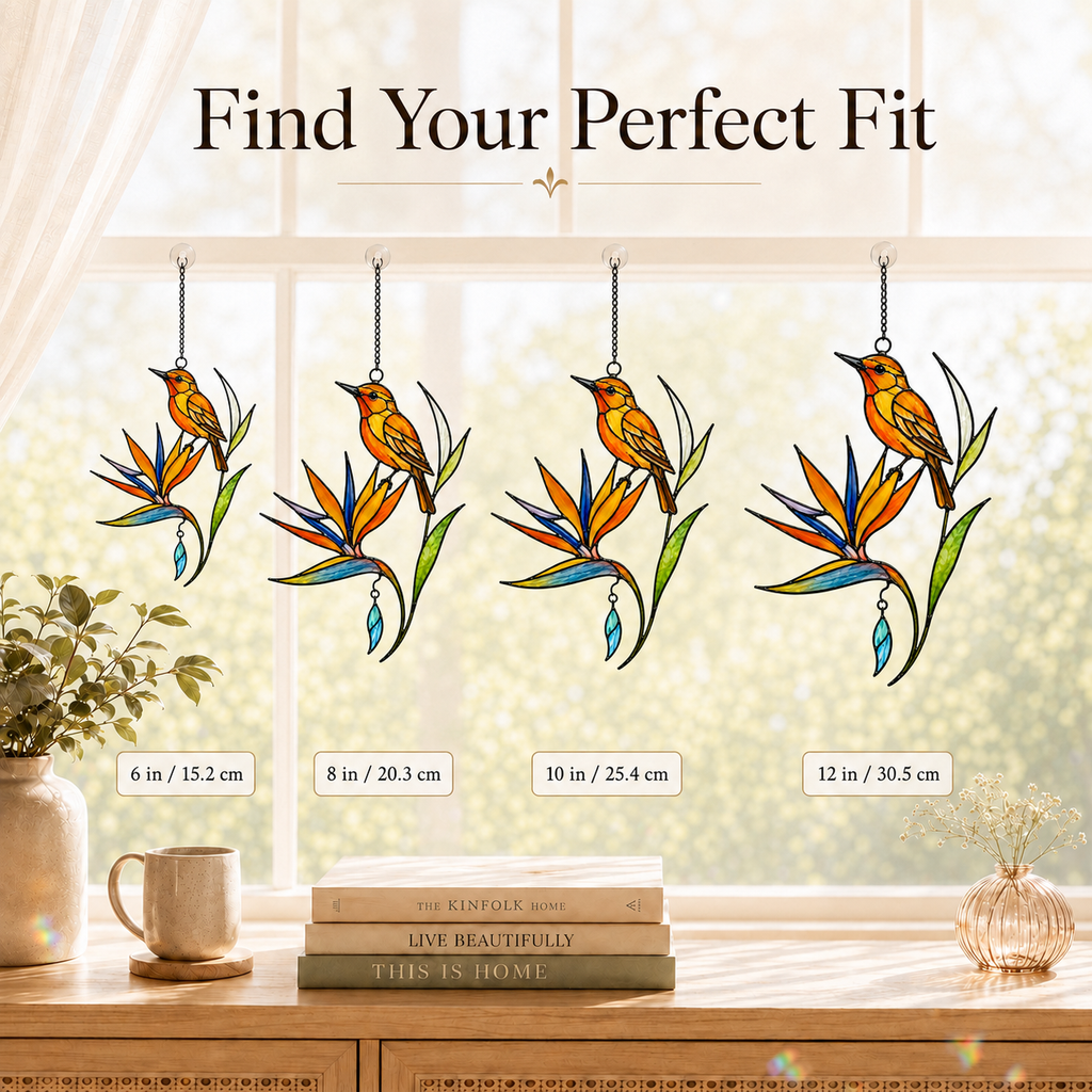 Oriole & Bird of Paradise Holographic Acrylic Suncatcher