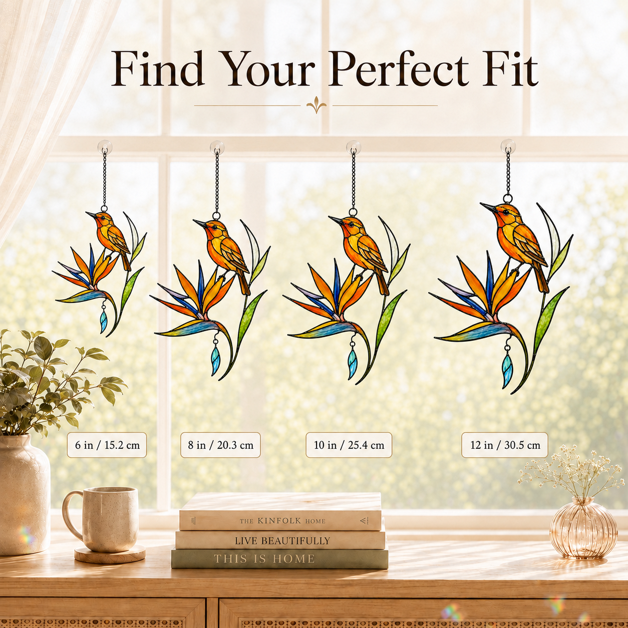 Oriole & Bird of Paradise Holographic Acrylic Suncatcher
