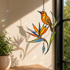 Oriole & Bird of Paradise Holographic Acrylic Suncatcher