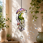 Frog & Mushroom Umbrella Holographic Acrylic Suncatcher
