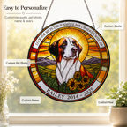 Easy to personalize dog memorial suncatcher with custom quote name and years
