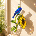 Bluebird & Sunflower Holographic Acrylic Suncatcher