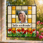 Personalized Memorial Photo Suncatcher – Look For Me In The Sunshine Cardinal &amp; Poppies