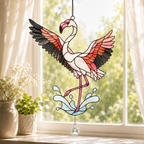 Dancing Flamingo Holographic Acrylic Suncatcher
